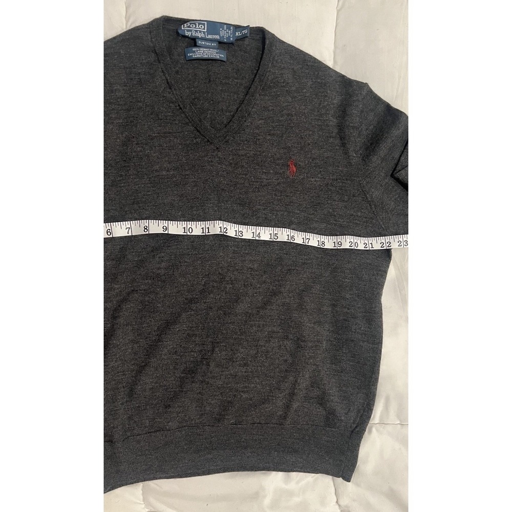 Polo Merino Wool V Neck XL Grey Custom Fit Excellent Condition - Picture 4 of 5